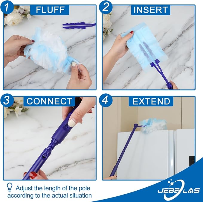 JEBBLAS Disposable Dusters Refills, Heavy Duty Electrostatic Duster Head, Total 30 Count