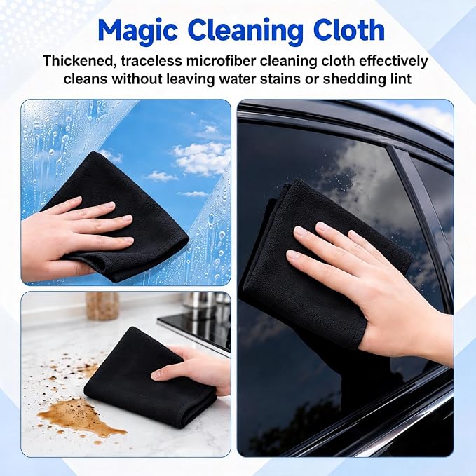 5 Pack Magic Cloth,Microfiber Streak Free Cleaning Cloths,High-Density Non-Abrasive Cleaning Towels,Reusable for Glass,Window,Kitchen,Stainless Steel,Cars & Screens-30 * 20cm