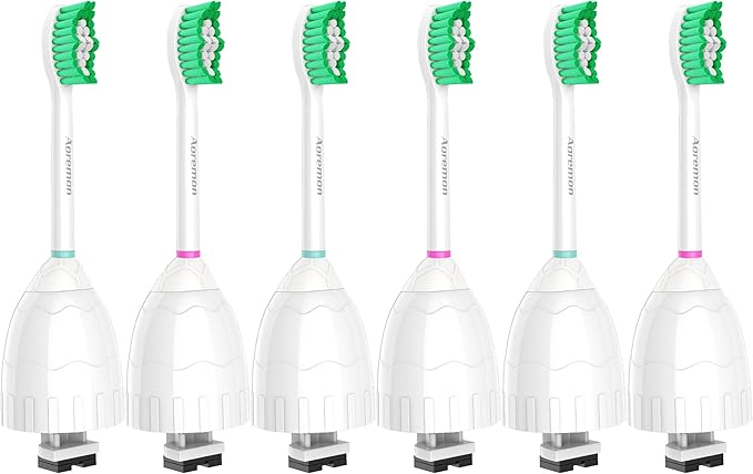 Aoremon Replacement Toothbrush Heads for Sonicare E-Series HX7022/66,6PCS | Toothbrush Heads fit for Essence Xtreme Elite Advance CleanCare Screw-on Electric Toothbrush Handle with Caps