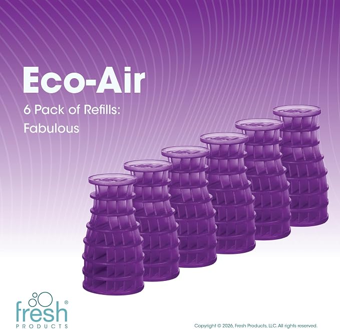Fresh Products Eco Air Freshener Refill Solid Dry, Fabulous, 6 Pack | Natural Oils, No Acetone Or Propellants, Made In USA, Lasts 30 Days, Ideal For Home, Business Or Commercial Spaces