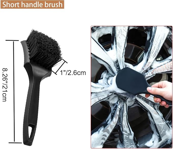 Nolimas 12Pcs Car Wheel & Tire Brush Kit,Including 17inch Long Wheel Brush,Short Handle Tire Brush,5pcs Boar Hair Detailing Brushes Kit & 3pcs Wire Brushes for Cleaning Car Wheels & Interior Exterior