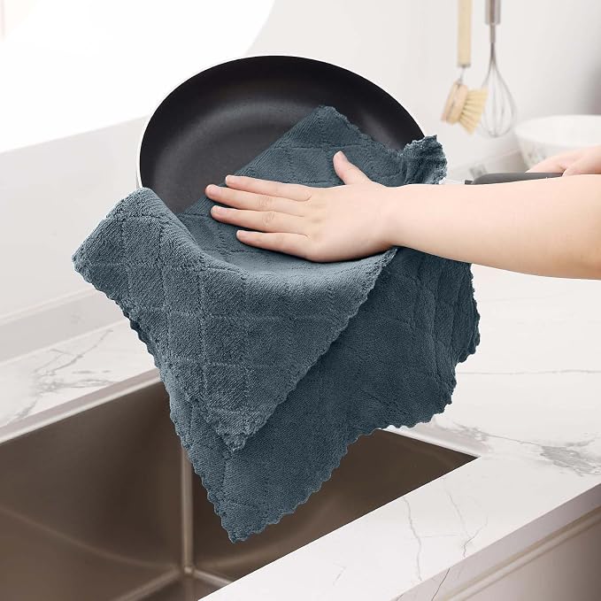 Homaxy Super Soft Absorbent Coral Velvet Dish Cloths 16 Pack, 13" x 19" | Ultra-Absorbent Dishcloths, No Lint, Nonstick Oil, Fast Drying, Microfiber Cleaning Cloth