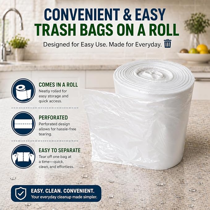 4 Gallon (15 Liter) Trash Bag (400 Count) Small Bathroom 4 Gallon Garbage Bags Clear Plastic Wastebasket Trash Can Liners for Home and Office Bins (400 Count)