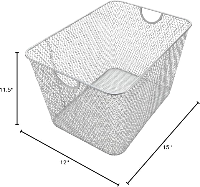 YBM HOME Kitchen Pantry Organizer Wire Basket for Shelves, Cabinets, Pantry, Countertop, Mesh Open Storage Bin Metal Basket for Organizing Food Supplies 15 x 12 x 11.5, Pack of 6