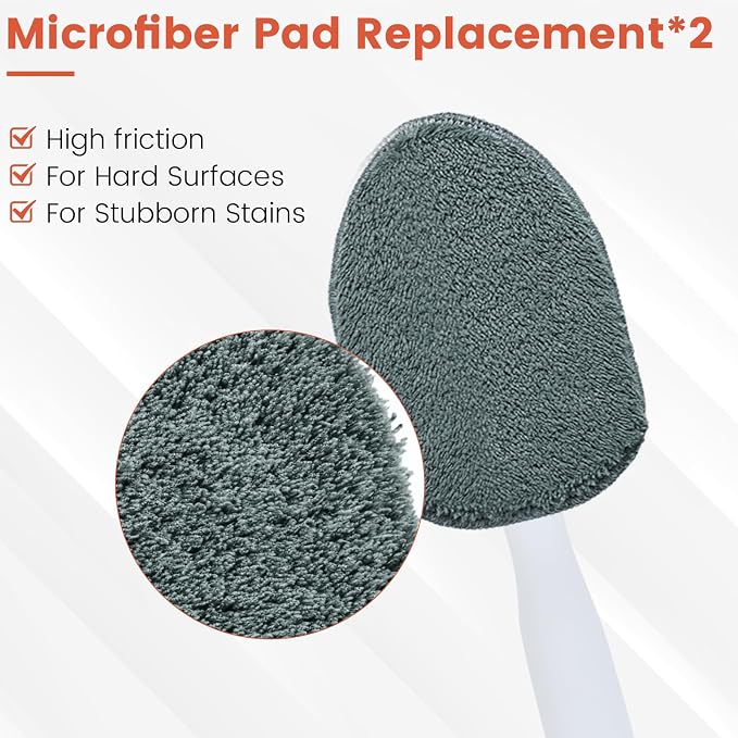 Wlich Scrubber Pad Refills 6 Pack, Scouring & Microfiber, 6.1 x 4.4 in | 4 Scouring + 2 Microfiber Pads, Reusable, Hook-And-Loop Fit, Non-Scratch On Tile, Tub, Sink, Glass, Marble