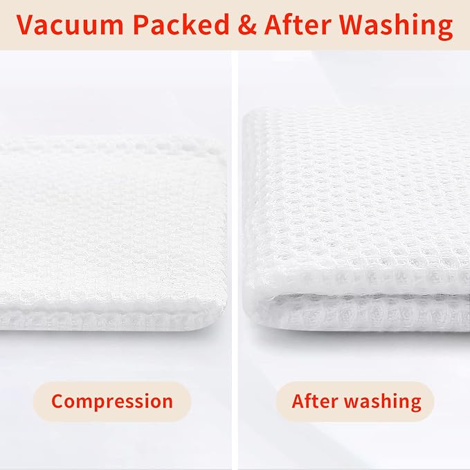Homaxy 100% Cotton Waffle Weave Kitchen Dish Towels 4-Pack, White | 13 x 28 Inches, Ultra Soft Absorbent Dish Towels, Quick Drying Cleaning Towels