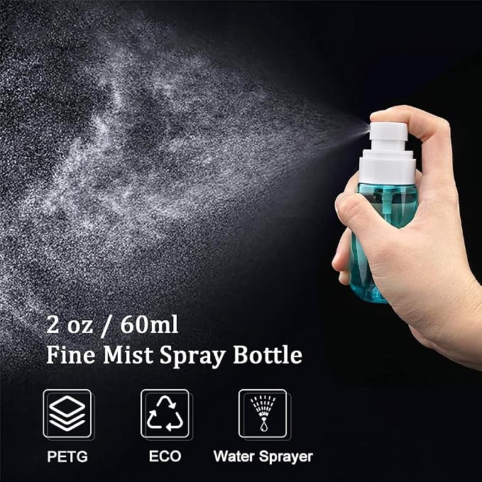 Travel Spray Bottle TSA Approved 2oz 60ml 6 Pack Leak Proof Travel Spray Bottle Empty Small Spray Bottles for Perfume Essential Oils Toners Rose Water Cosmetics (6PCS-2PinkBlue2Clear)