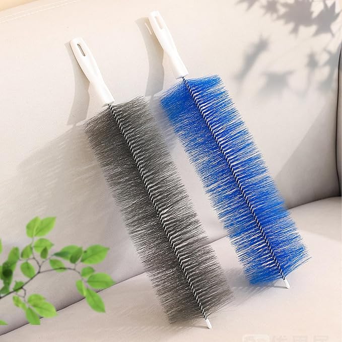 2 Pcs Cobweb Duster, Bendable Fan Duster, Plastic Fan Cleaner Brush,Microfiber Head Dusting Brush, Reusable Dust Remover for Air Conditioning Shutters,Ceiling Fan Blades,Air Vents, Curtains, Cars