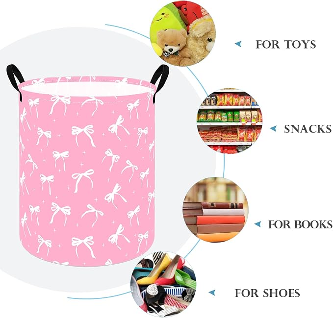 Round Laundry Hamper Clothes Storage Basket Fabric Storage Hamper Organization Storage Bin, Nursery Toy Box,Gift Basket with Handles