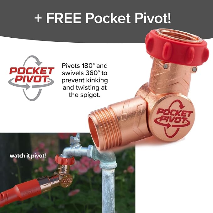 Pocket Hose 50 FT Copper Head Expandable Garden Hose, As Seen on TV | Anti-burst sleeve reinforced with bulletproof fiber, 360° swiveling pocket pivot connector, lightweight compact design