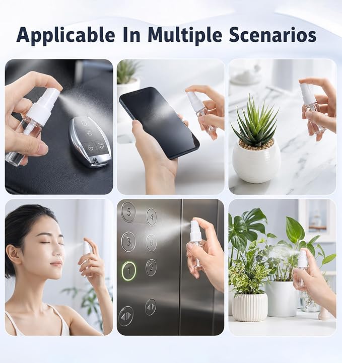 8Pcs Mini Spray Bottle, 0.5oz Travel Spray Bottle Refillable Fine Mist 15ml | Tiny spray bottle delivers fine mist, refillable leak-proof plastic, portable for travel perfume, skincare and daily use.