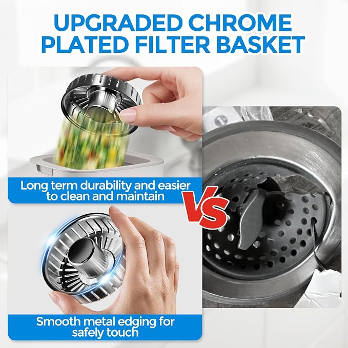 zaa Kitchen Sink Drain Strainer - Kitchen Sink Stopper, 304 Stainless Steel Sink Drain Stopper, Sink Protector for Kitchen with Anti-Clog Filter, Fit US Standard 3-1/2'' Sink Drain Hole, Gray | Kitchen Sink Accessories 1 Pack Brushed Grey Stainless - F...