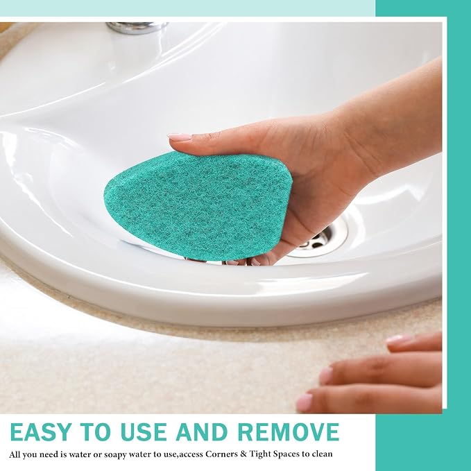 Baderke 4 Pcs Tub Tile Scrubber Cleaning Brush Pad (Without Handle), Green | for Shower Bathroom Buildup Toilet Wall Floor, Brush Non-scratch Scouring Pads, Kitchen Sponges for Cleaning Home