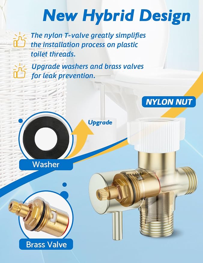 BRITULIF Bidet Sprayer for Toilet, Adjustable Pressure, Gold | Leak-Free Hose, Tank or Wall Mount, Feminine Wash, Cloth Diaper Rinse, Stainless Steel Body, Nozzle, Soft Silicone Nozzle