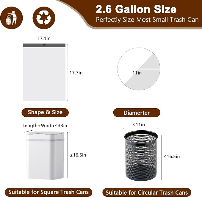 2.6 Gallon Mini Drawstring Trash Bags, 360 Count 1.2 Mil Thick Small Garbage Bags by WOWSOLID, Fit Liners 7.5-10 Liter, 2-3 Gal, Trash Can Bin for Bathroom, Kitchen, Bedroom, Office