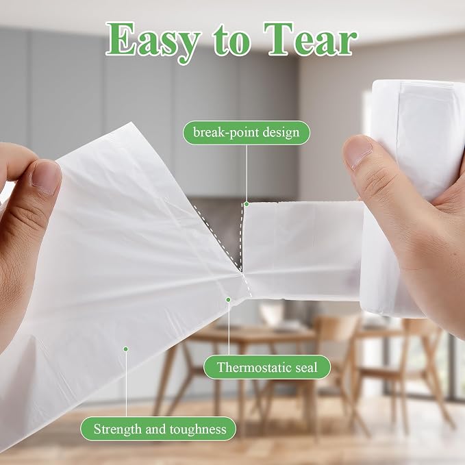 4 Gallon Small Trash-Bags With Handles - White 4 Gal Bathroom Mini Garbage Bags 100 Count 15 Liter Kitchen Car Office Unscented Biodegradable Little Wastebasket Liners Strong Thick Bulk Vincereon