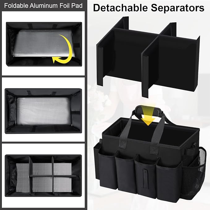 Wearable Large Cleaning Caddy Bag for Housekeepers (Black) | Cleaning Supplies Organizer with Adjustable Shoulder, Waist & Handle Straps, Detailing Bag for Kitchen Supplies