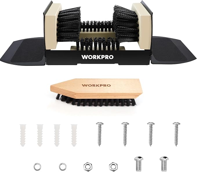 WORKPRO Boot Scrubber Shoe Brush Kit | Heavy Duty Boot Brush Outdoor, Length 18-1/2'' (47 cm), Shoe Cleaning Brush, Wooden Cleaning Tool for Indoors & Outdoors
