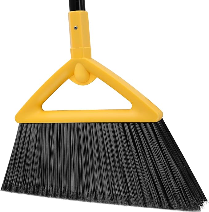 Heavy Duty Yellow Angle Broom with Long Handle - 1 Pack | Versatile Indoor/Outdoor Sweeping, for Courtyard/Garage/Sidewalk/Kitchen/Lobby/Canteen, Durable & Efficient