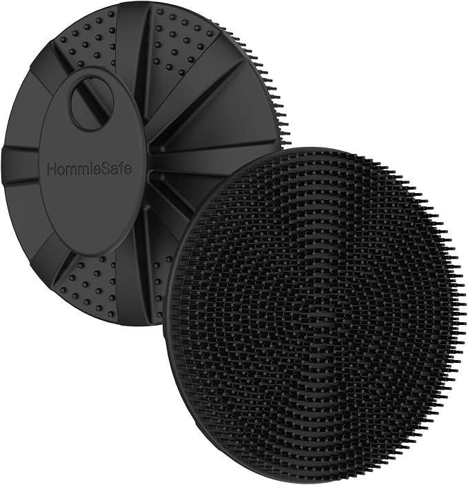 Soft Silicone Shower Brush Body Wash Bath Exfoliating Skin Massage Scrubber | 1 Pack Dry Skin Brushing Glove Loofah, Fit for Sensitive and All Kinds of Skin(Black)