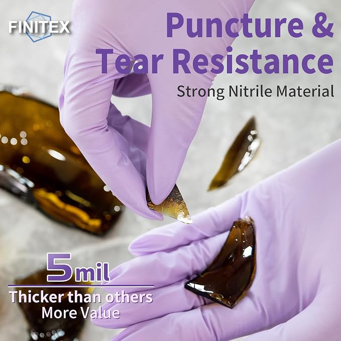 Nitrile Disposable Latex-Free Gloves Purple 5mil 100PCS Cleaning Glove | Powder-free, Latex-free, Industrial-grade,Purple,5mil Thick,12inch long,Comfortable fit,Examination,Food,House Home Cleaning