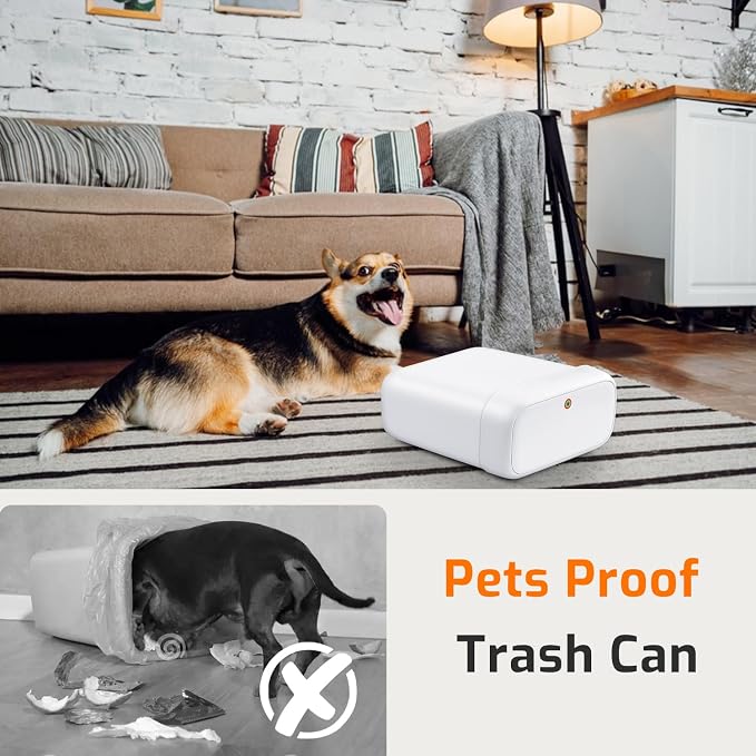 Small Bathroom Trash Can with Lid, 3.2 Gallon Garbage Can with Pop-Up Lid | Press Top Lid, Dog Proof, Slim for Small Space, Premium Plastic, Easy to Use Waste Basket for Room, Office, Toilet, Rv, White