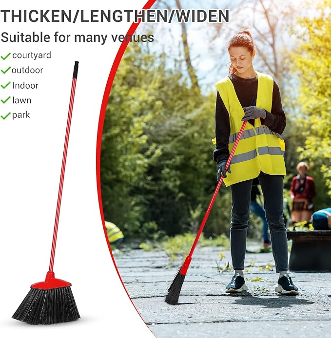 WILLBOND 20 Pcs Heavy Duty Broom Commercial Outdoor Indoor,Red