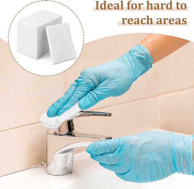 40 PCS White Non Woven Pads, Light Duty Scouring Pad, Abrasive Surface Scrubber, Non Scratch Scrubbing Pad, Multi Scouring Sponge for Home Workshop Cleaning Polishing(4 x 6 Inch)