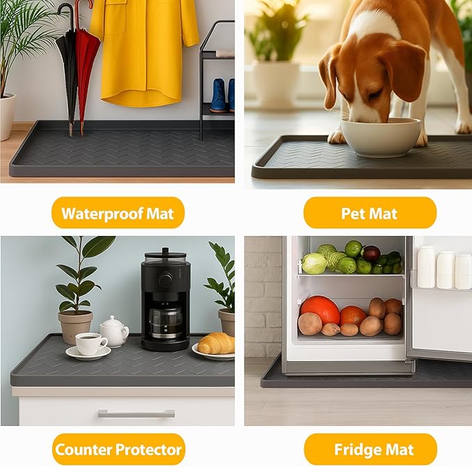 TigeJoy Under Sink Mats for Kitchen Waterproof 25" x 19", Cabinet Liner | Leak-Proof Silicone Mat Sink Protector, Kitchen Essentials Organizer and Storage,Boot or Shoe Tray, Pet Feeding Mat