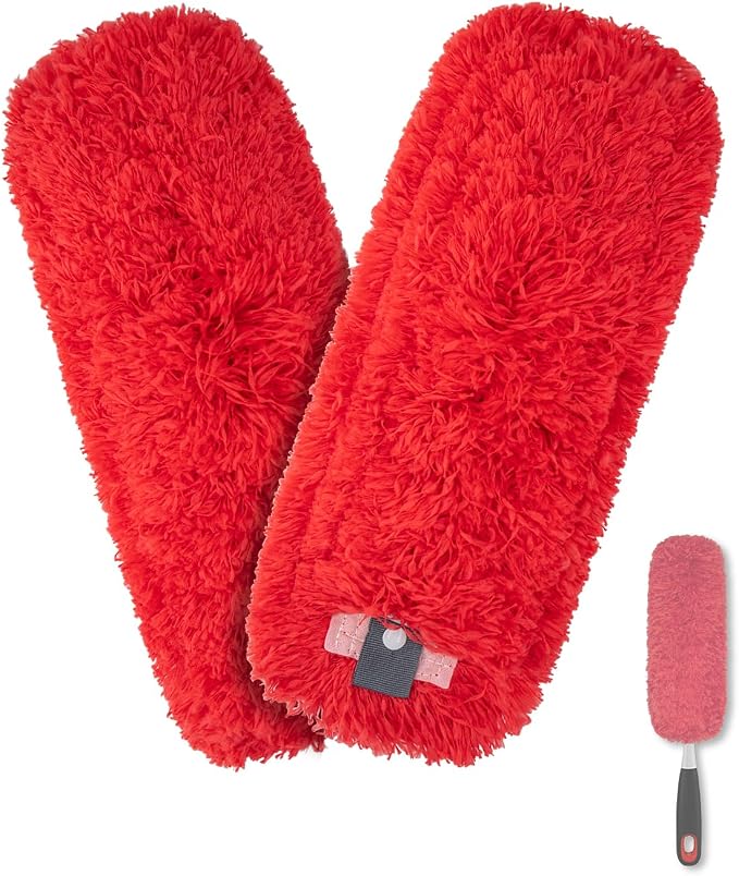 Microfiber Duster Refills Compatible with OXO Good Grips Duster | Reusable Good Grips Microfiber Duster Refill Washable Duster Head Replacement for Household Cleaning -2 Pack, Red