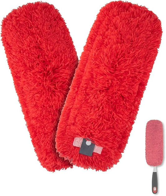 Microfiber Duster Refills Compatible with OXO Good Grips Duster | Reusable Good Grips Microfiber Duster Refill Washable Duster Head Replacement for Household Cleaning -2 Pack, Red