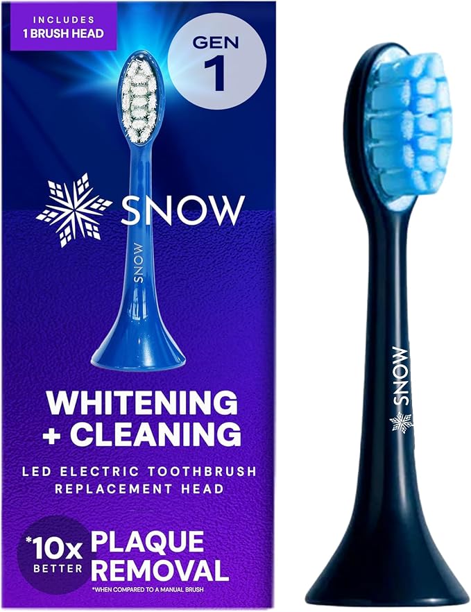 Snow Replacement Head for LED Electric Toothbrush - Soft Bristles & Sonic | Blue LED light, whitening teeth, easy replacement head, fits rechargeable toothbrush