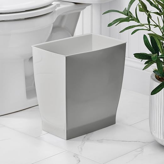 iDesign Small Plastic Bathroom Trash Can, Slim Rectangle, 4-Pack | Garbage Bin