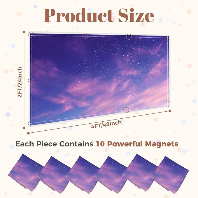 6 Pack Fluorescent Light Covers for Ceiling Lights View Evening Purple Sky Clouds Stars Abstract Decorative Magnetic Light Cover Light Filters for Classroom Office Home