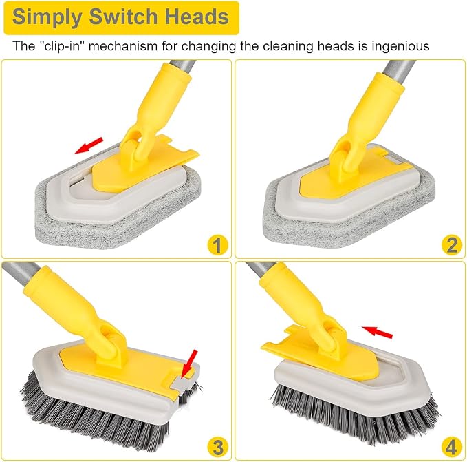 Scouring Pad Bristles Brush Refill Fit Lalafancy Bathtub Cleaning Brush | Scrubber Brush Replacement Refills, Scrubber Sponge Refills, Non-Scratch Pads for Bathtub, Tile, Sink, Shower Wall & Floor