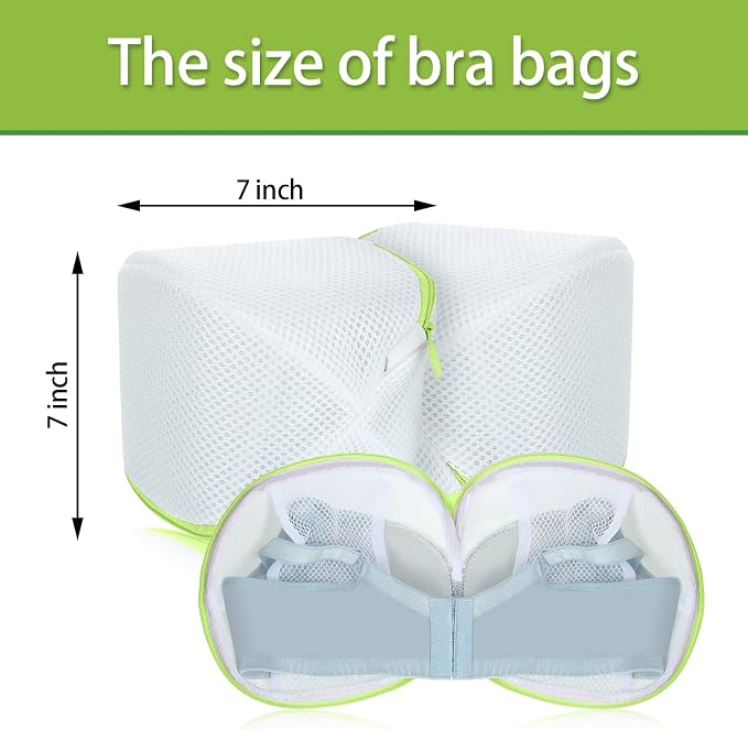 Shappy 6 Pcs Bra Washing Bag for Laundry Storage Women 7.87 Inch Green | Mesh Wash Lingerie, Zipper Design, Guard Bras Deforming Tearing, Reduce Colors Bleeding, Packing Trip, Comfortable Portable