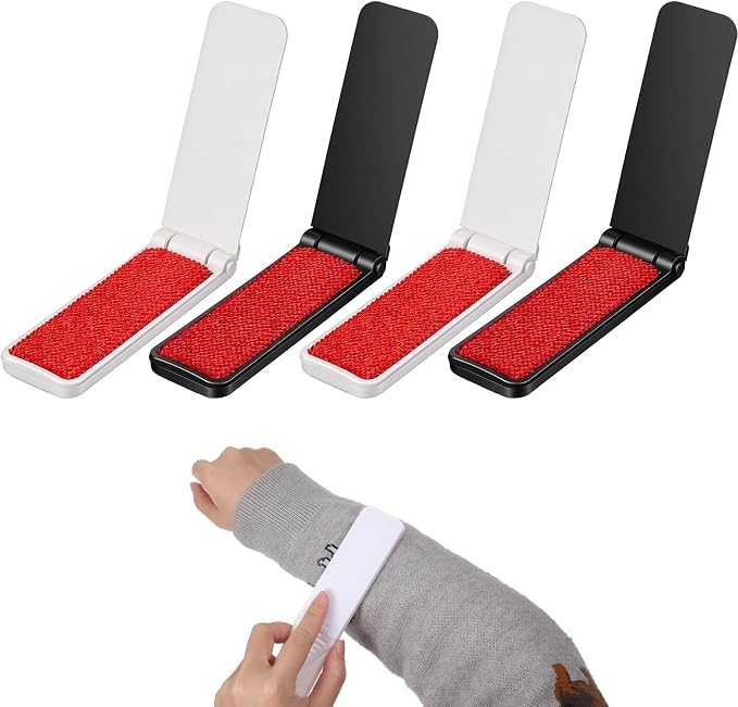 Hecila Foldable Lint Brush for Clothes Portable Lintbrushes Compact Size | Reusable Mini Lint Brushes, Travel Removal Tool, Furniture, Pet Hair, Sticky Surface, Easy to Clean, No Mess, Fuzz Remover