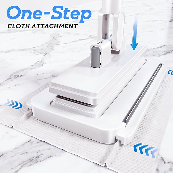 53.2 in Handle, 360° Swivel Floor Mop with 2 Reusable Cloths | Hands Free Flat Mop, Baseboard Cleaning Tool for Hardwood, Tile, Marble & Laminate Floors, Home, Kitchen Cleaning Essentials