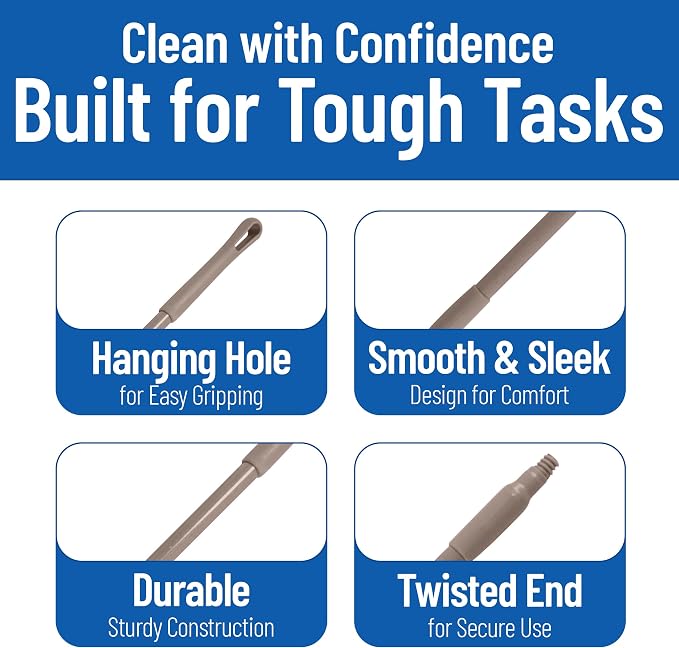 SPARTA 41225EC01 Fiberglass Broom Handle, Mop Handle, Replacement Handle With Acme Threaded Tip For Commercial Cleaning, 48 Inches, Brown, (Pack of 12)