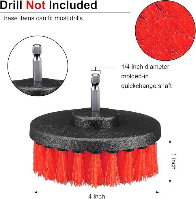 6 Pcs Drill Brush Attachment Power Scrubber Cleaning Kit Multi Purpose Drill Brush Set Drill Scrubber Brush Kit Cleaning Brushes for Drill Bathroom Surfaces Tub Grout Shower Kitchen (Multi Colors)