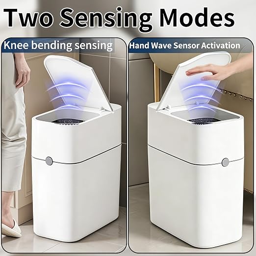 Automatic Bathroom Trash Can with Lid, 3 Gallon Slim Touchless Sensor Garbage Can, Small Smart Auto Bag Adsorption Trash Bin for Living Room, Bedroom, Office and Kitchen