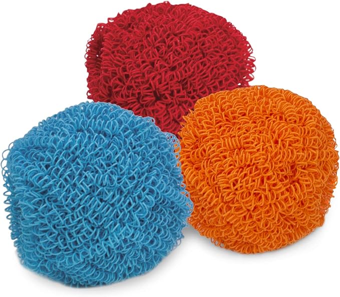 HIC Kitchen Scouring Pad and Dish Scrubbers, Scratch Resistant and Non-Stick, Set of 3, Assorted