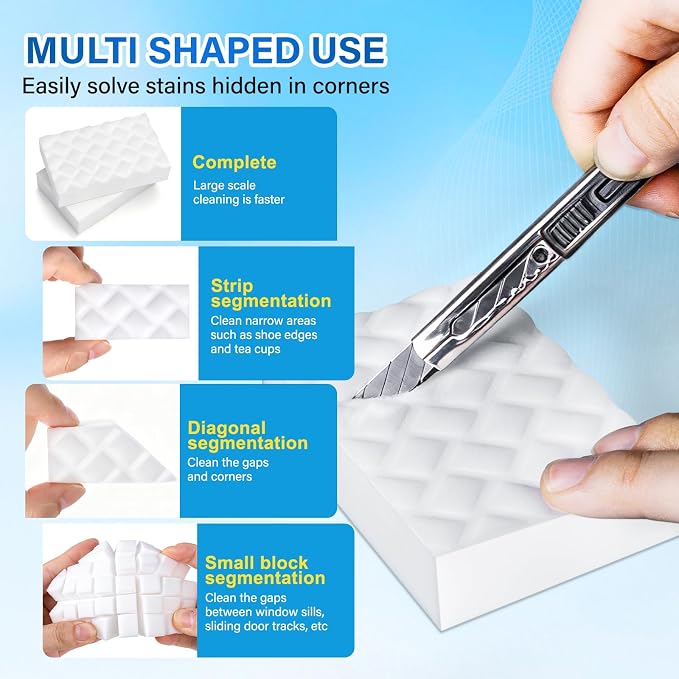 Magic Sponges Cleaning Eraser,180 Pack 2X Density Stronger Melamine Sponge | Foam Pads, Multi-Functional Household Cleaner Dish Sponge, Cleaning Supplies for Kitchen, Bathroom, Floor, Sink,Wall Cleaner