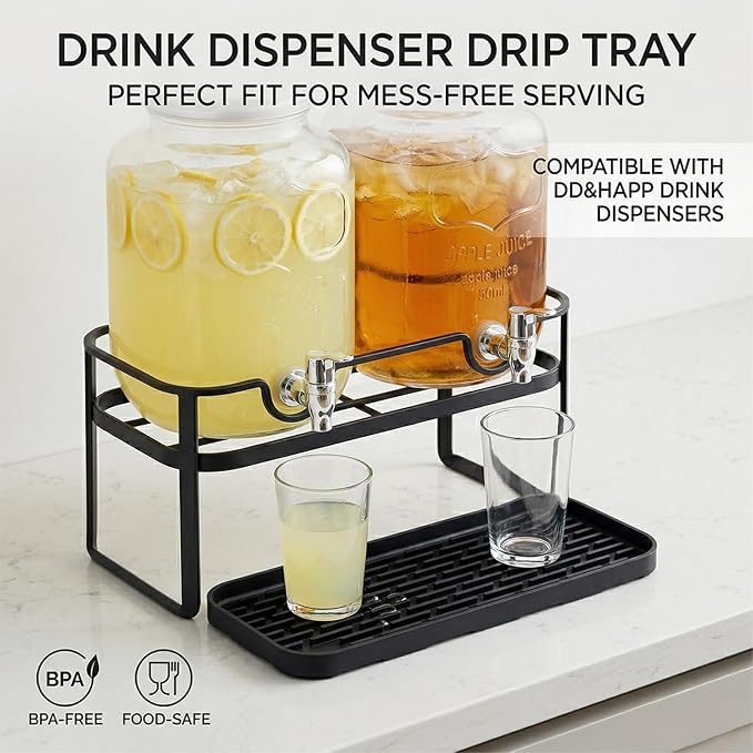 Silicone Organizer Tray, Soap and Sponge Holder for Kitchen Sink, Bathroom - Storage Tray for Dish Brush, Soap Dispenser, Dishwashing Accessories-(Black 1 Pack, 12"x4.7")