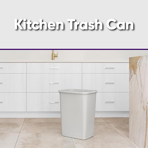 Superio Large Kitchen Trash Can 13 Gallon, 52 Qt Waste Bin for Kitchen, Garage, Indoor and Outdoor Trash Can, White Smoke