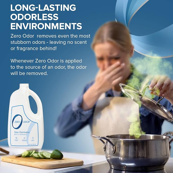 Zero Odor - Multi-Purpose Strong Odor Eliminator for Home, Office, Car, Bathroom, Hotel, Room Deodorizer, and Odor Neutralizer, 64oz Refill | Refill Bottle, Odor Eliminator for Hotel, Bathroom, Basement, Trash & Upholstery - Sprayer not Included