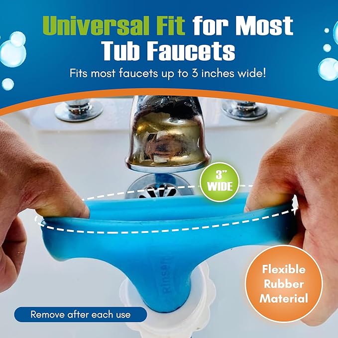 Rinseroo Slip-On Bathtub Faucet Sprayer Attachment, 5 Foot Hose | Ultra-Flex Dog Shower Hose Adapter, Portable with Sprayer Pet Showerhead, Attach Tub Spout, No Install for Speedy Washing