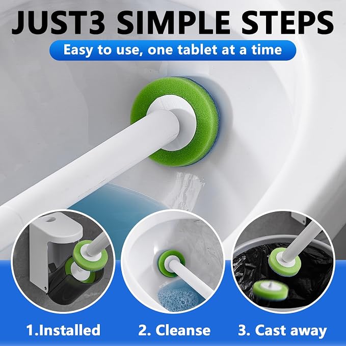 Disposable Toilet Brush,Toilet Bowl Brush and Holder with 24 Wand Refills | Wall Mounted,Quick Change Replacement Heads,for Bathroom Toilet