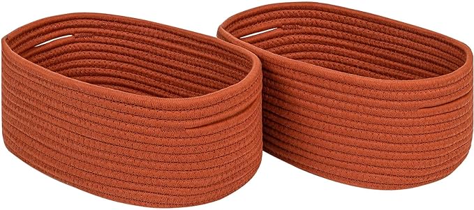 CubesLand Toys Closet Storage Organizer Baskets Bins | Woven Basket for Organizing,Decor Basket for Living Room,Bedroom,Perfect for Pet Toy&Food Storage,2pack Brick Red