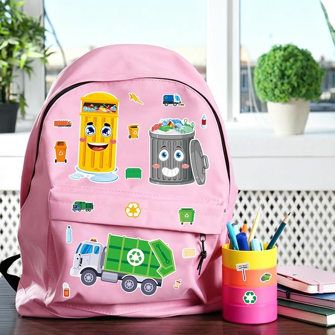 24 Sheets Garbage Truck Make a Face Sticker, Make Your Own Trash Truck Stickers Garbage Mix and Match Sticker for Home School Classroom Crafts Activities Reward Birthday Party Favors